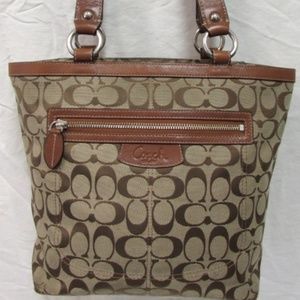 Coach Penelope Monogram Brown Trim Purse -F14693